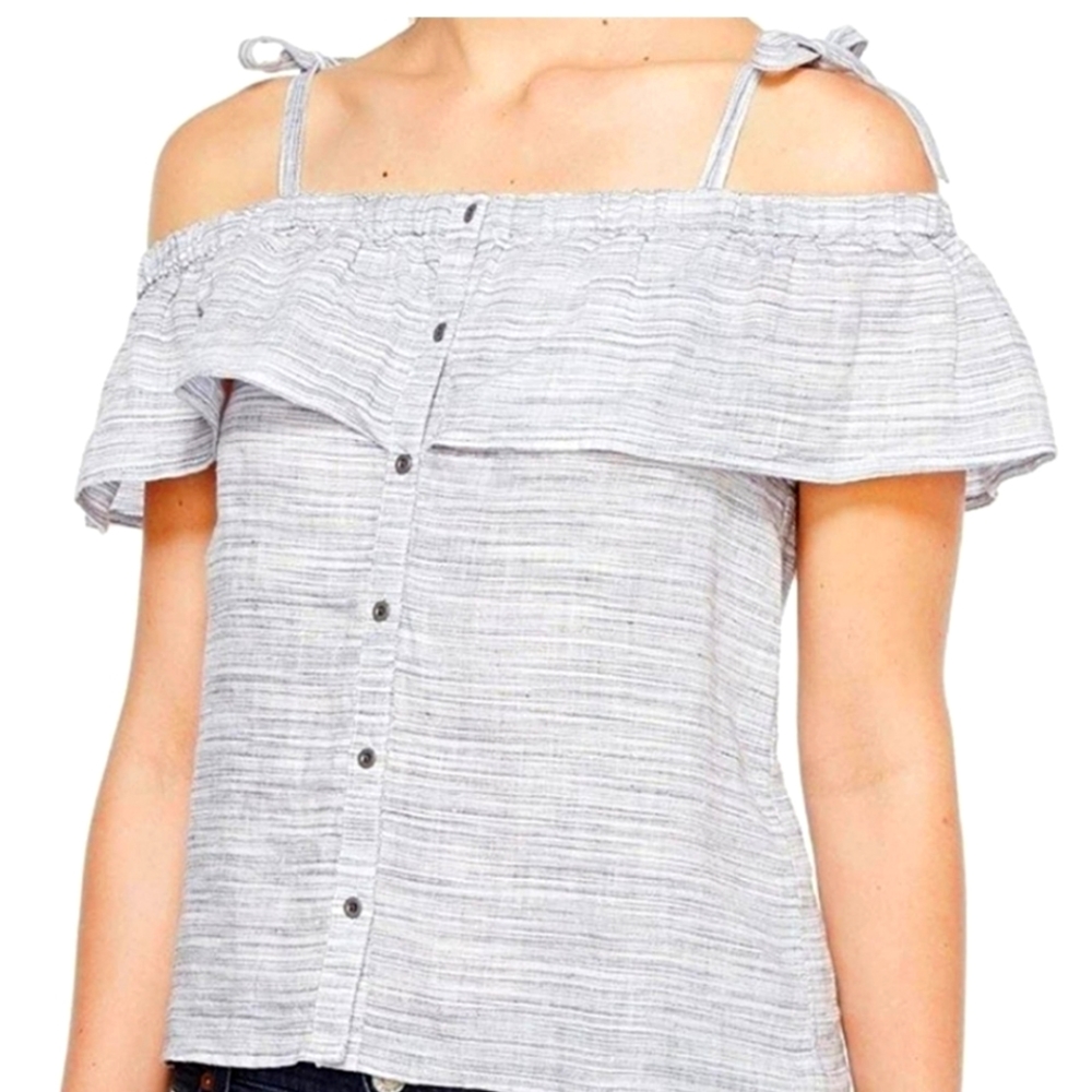 Lucky Brand Blue Space Dyed Off The Shoulder Top